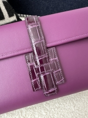 Jige 29cm in Imported Swift Calfskin with Shiny Alligator Crocodile, P9 Anemone with Silver Hardware