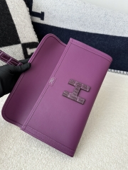 Jige 29cm in Imported Swift Calfskin with Shiny Alligator Crocodile, P9 Anemone with Silver Hardware