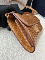 Constance To Go Crossbody Wallet in Imported HCP Water-Dyed Shiny Alligator Crocodile, CC24 Tabac Camel with Gold Hardware