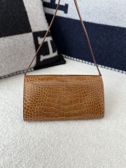 Constance To Go Crossbody Wallet in Imported HCP Water-Dyed Shiny Alligator Crocodile, CC24 Tabac Camel with Gold Hardware