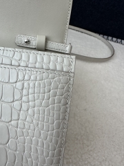 Constance To Go Crossbody Wallet in Imported HCP Water-Dyed Matte Alligator Crocodile, 8L Beton Glacier White with Silver Hardware