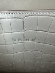 Constance To Go Crossbody Wallet in Imported HCP Water-Dyed Matte Alligator Crocodile, 8L Beton Glacier White with Silver Hardware