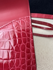 Constance 18cm New Mirror Edition in HCP Water-Dyed Shiny Alligator Crocodile, 0D Rose Mexico with Silver Hardware