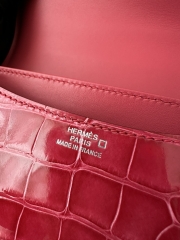 Constance 18cm New Mirror Edition in HCP Water-Dyed Shiny Alligator Crocodile, 0D Rose Mexico with Silver Hardware