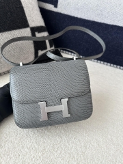 Constance 19cm New Mirror Edition in Imported Lizard Leather, CK84 Gris Fonce Rope Grey with Silver Hardware