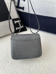 Constance 19cm New Mirror Edition in Imported Lizard Leather, CK84 Gris Fonce Rope Grey with Silver Hardware