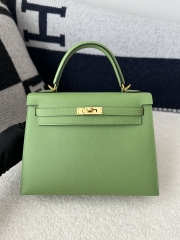 Kelly 25cm in Imported Epsom Leather, 3I Vert Criquet Avocado Green with Gold Hardware