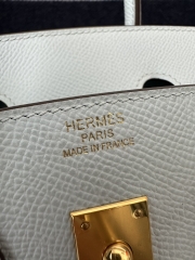 Birkin 25cm with External Stitching in Imported Epsom Leather, T0 Blue Brume with Gold Hardware
