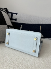 Birkin 25cm with External Stitching in Imported Epsom Leather, T0 Blue Brume with Gold Hardware