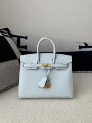 Birkin 25cm with External Stitching in Imported Epsom Leather, T0 Blue Brume with Gold Hardware