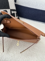 Kelly Elan 27cm New Style Shoulder Bag in Imported Madame Leather, CC37 Gold with Gold Hardware