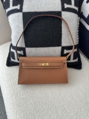 Kelly Elan 27cm New Style Shoulder Bag in Imported Madame Leather, CC37 Gold with Gold Hardware