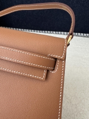 Kelly Elan 27cm New Style Shoulder Bag in Imported Madame Leather, CC37 Gold with Gold Hardware