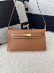 Kelly Elan 27cm New Style Shoulder Bag in Imported Madame Leather, CC37 Gold with Gold Hardware