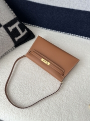 Kelly Elan 27cm New Style Shoulder Bag in Imported Madame Leather, CC37 Gold with Gold Hardware