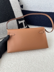 Kelly Elan 27cm New Style Shoulder Bag in Imported Madame Leather, CC37 Gold with Gold Hardware