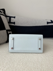 Birkin 25cm with External Stitching in Imported Epsom Leather, T0 Blue Brume with Silver Hardware