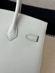 Birkin 25cm with External Stitching in Imported Epsom Leather, T0 Blue Brume with Silver Hardware