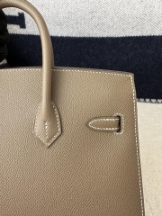 Birkin 25cm with External Stitching in Imported Epsom Leather, CC18 Etoupe Grey with Gold Hardware