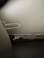 Birkin 25cm with External Stitching in Imported Epsom Leather, CC18 Etoupe Grey with Gold Hardware