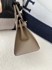 Birkin 25cm with External Stitching in Imported Epsom Leather, CC18 Etoupe Grey with Gold Hardware