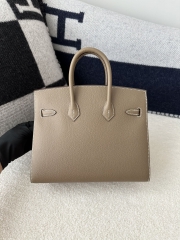 Birkin 25cm with External Stitching in Imported Epsom Leather, CC18 Etoupe Grey with Gold Hardware