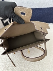 Birkin 25cm with External Stitching in Imported Epsom Leather, CC18 Etoupe Grey with Gold Hardware