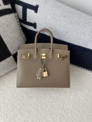 Birkin 25cm with External Stitching in Imported Epsom Leather, CC18 Etoupe Grey with Gold Hardware