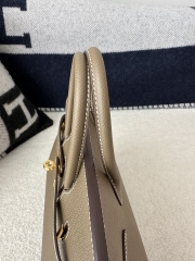Birkin 25cm with External Stitching in Imported Epsom Leather, CC18 Etoupe Grey with Gold Hardware