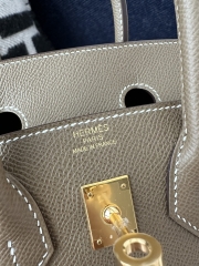 Birkin 25cm with External Stitching in Imported Epsom Leather, CC18 Etoupe Grey with Gold Hardware