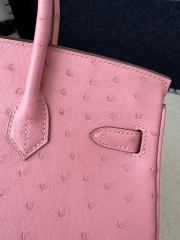 Birkin 25cm Touch in Imported Klein Karoo Ostrich Leather, CK94 Terre Cuite with Silver Hardware