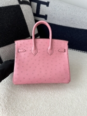 Birkin 25cm Touch in Imported Klein Karoo Ostrich Leather, CK94 Terre Cuite with Silver Hardware