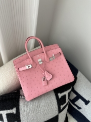 Birkin 25cm Touch in Imported Klein Karoo Ostrich Leather, CK94 Terre Cuite with Silver Hardware