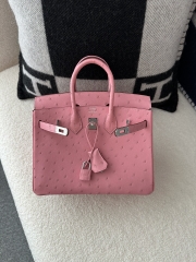 Birkin 25cm Touch in Imported Klein Karoo Ostrich Leather, CK94 Terre Cuite with Silver Hardware