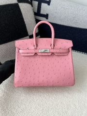 Birkin 25cm Touch in Imported Klein Karoo Ostrich Leather, CK94 Terre Cuite with Silver Hardware
