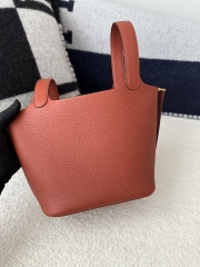 Picotin Lock 18cm in Imported Clemence TC Leather, CC36 Brique Brick Red with Gold Hardware
