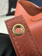 Picotin Lock 18cm in Imported Clemence TC Leather, CC36 Brique Brick Red with Gold Hardware