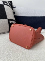 Picotin Lock 18cm in Imported Clemence TC Leather, CC36 Brique Brick Red with Gold Hardware
