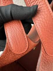 Picotin Lock 18cm in Imported Clemence TC Leather, CC36 Brique Brick Red with Gold Hardware