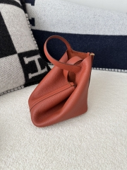 Picotin Lock 18cm in Imported Clemence TC Leather, CC36 Brique Brick Red with Gold Hardware