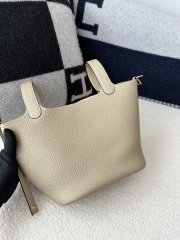 Picotin Lock 18cm in Imported Clemence TC Leather, S2 Trench with Gold Hardware