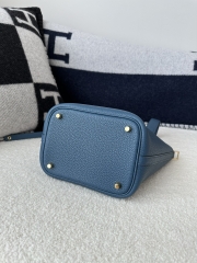 Picotin Lock 18cm in Imported Clemence TC Leather, S4 Deep Blue with Gold Hardware