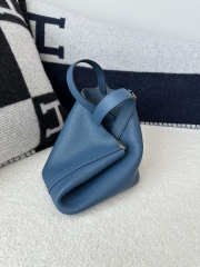 Picotin Lock 18cm in Imported Clemence TC Leather, S4 Deep Blue with Gold Hardware