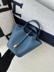 Picotin Lock 18cm in Imported Clemence TC Leather, S4 Deep Blue with Gold Hardware