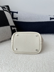 Picotin Lock 18cm in Imported Clemence TC Leather, CK10 Carie Milkshake White with Silver Hardware