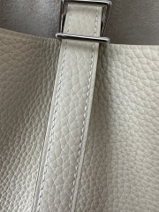 Picotin Lock 18cm in Imported Clemence TC Leather, CK10 Carie Milkshake White with Silver Hardware