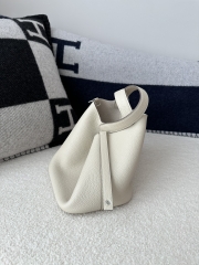 Picotin Lock 18cm in Imported Clemence TC Leather, CK10 Carie Milkshake White with Silver Hardware