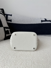 Picotin Lock 18cm in Imported Clemence TC Leather, 8L Beton Glacier White with Silver Hardware