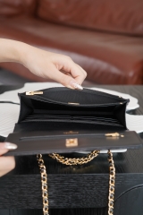 Chanel 24b Flap Bag with Chunky Chain Handle - Black