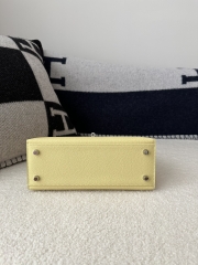 Kelly 25cm in Imported Epsom Leather, 1Z Jaune Poussin Chick Yellow with Silver Hardware